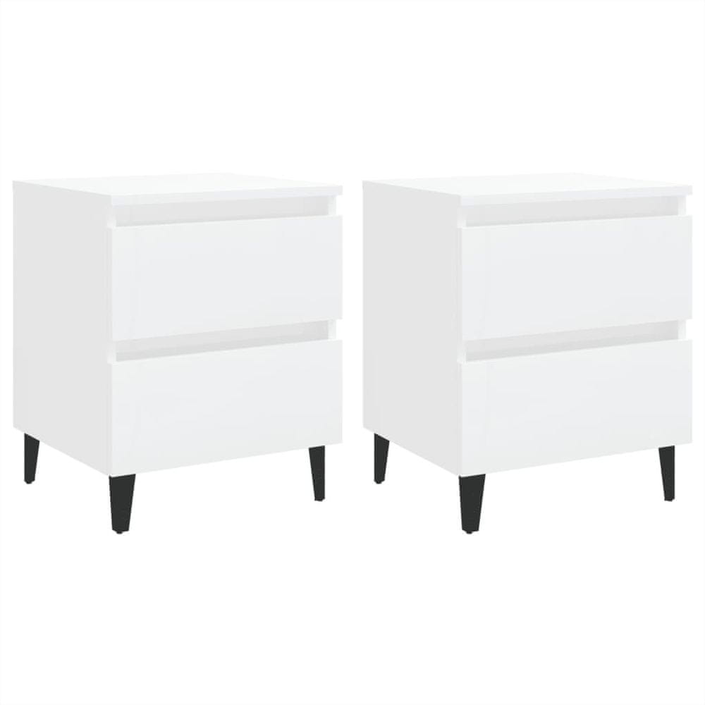 Vidaxl Nočné stolíky 2 ks, lesklé biele 40x35x50 cm, kompozitné drevo